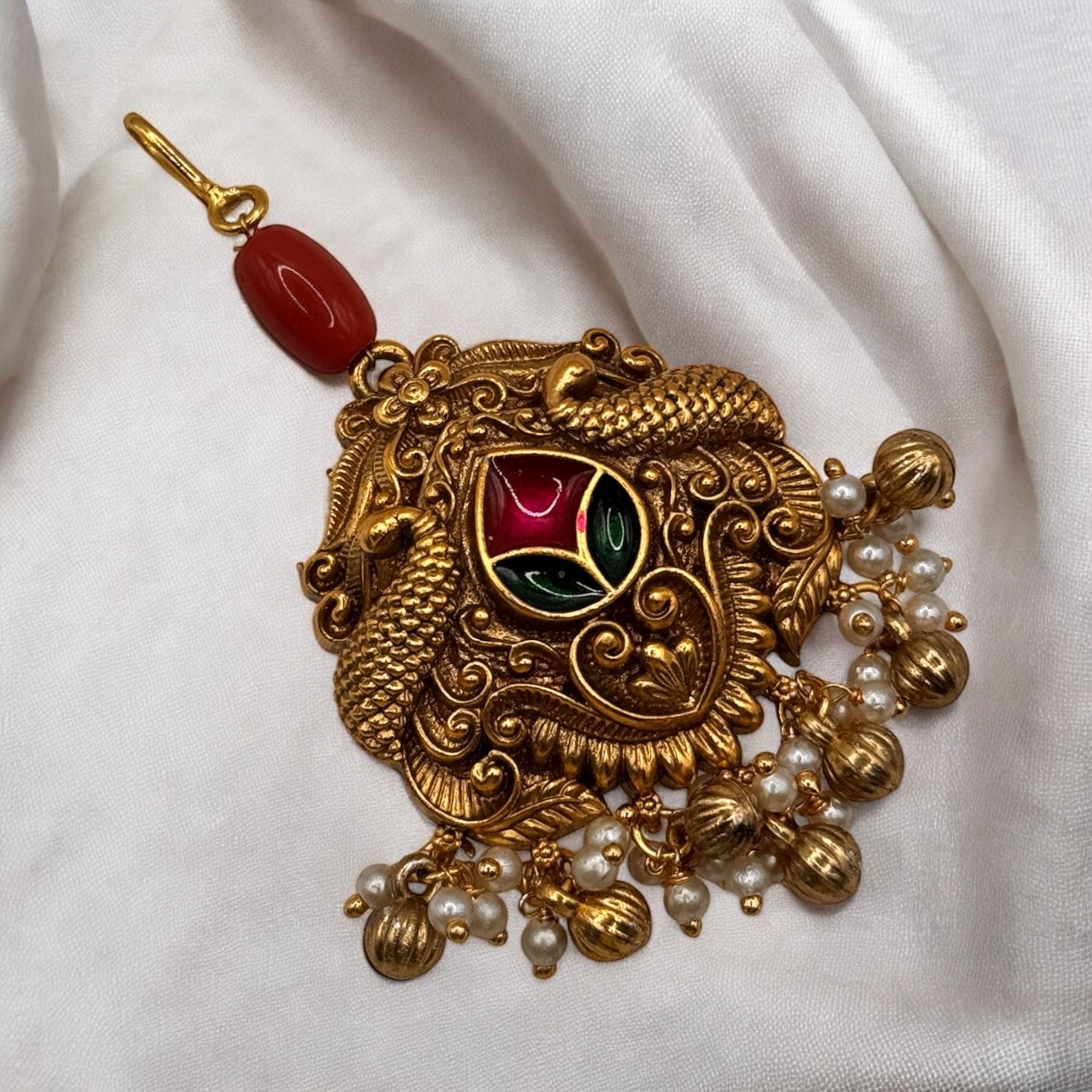 Peacock Nakshi Maang Tikka