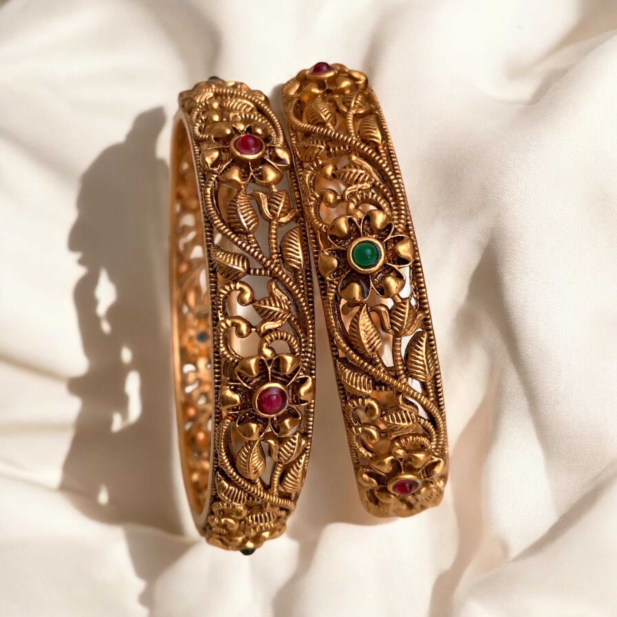 Carved Flower Bangles