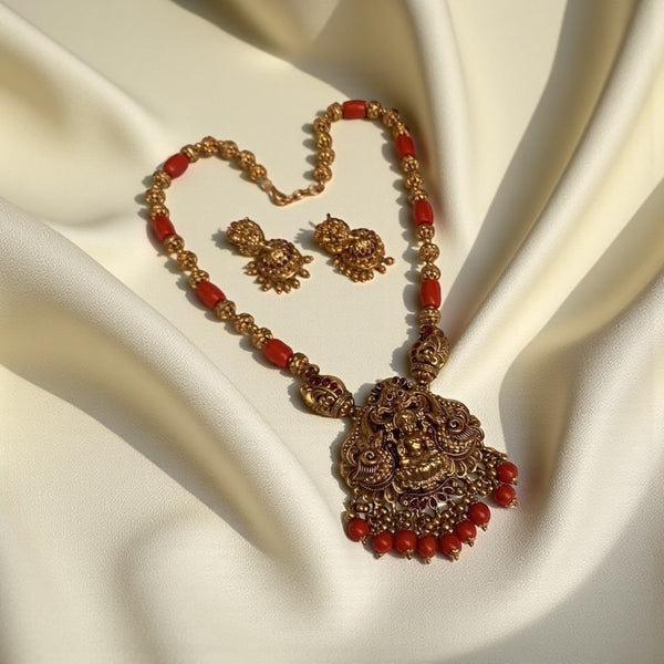 Coral Beaded Lakshmi Haram