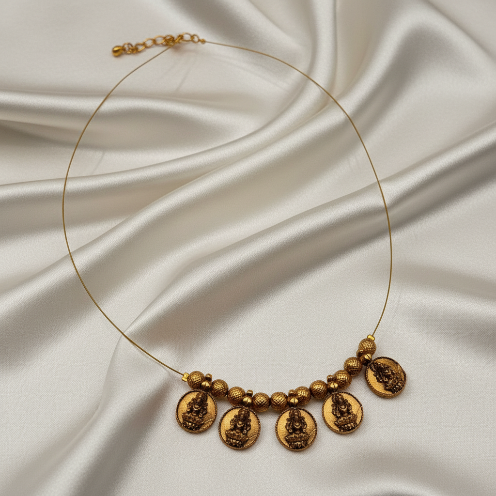 Beaded Coin Invisible Necklace